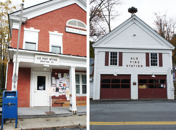 La poste et la caserne de pompiers de Grafton, dans le Vermont