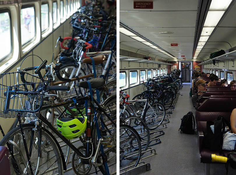 Les vélos dans le train - commuter rail Boston
