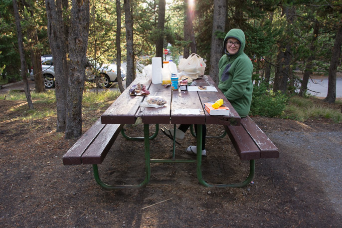 Camper à Yellowstone - table de pique-nique