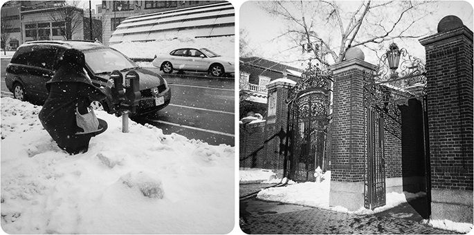 La neige à Boston - horodateur et Harvard