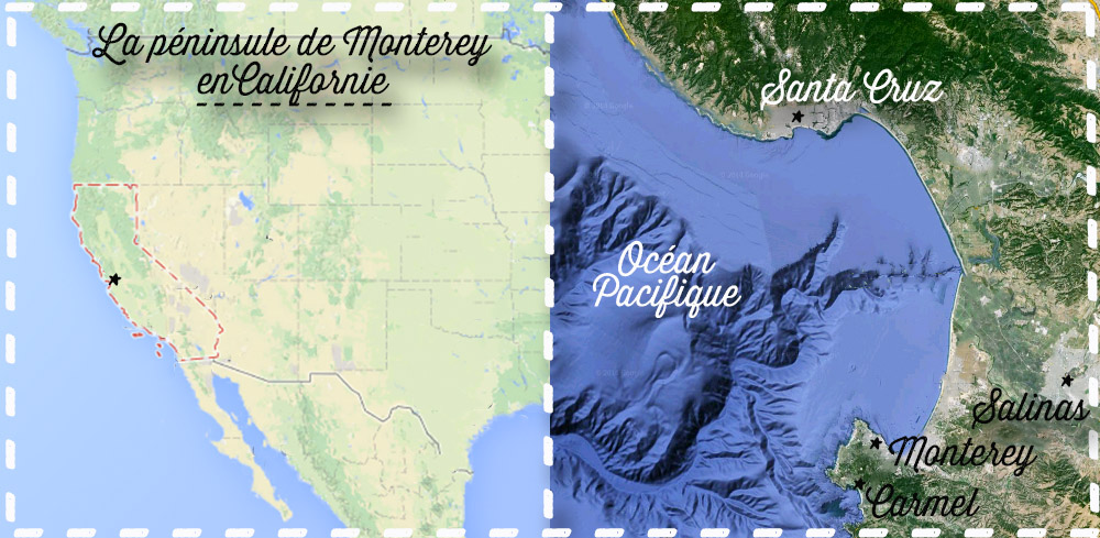péninsule de monterey en californie - carte