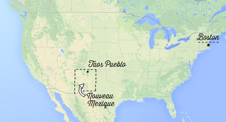 Taos Pueblo carte Nouveau Mexique et Etats-Unis