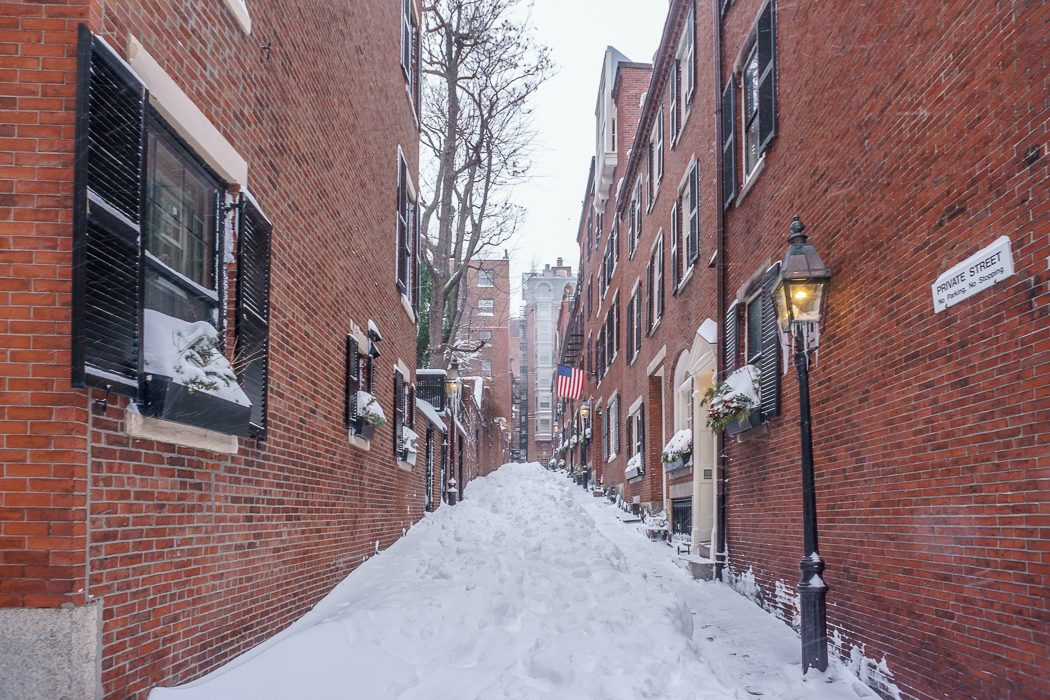 boston blizzard Acorn Street Beacon Hill 