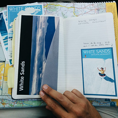 Carnet de voyage white sand dunes