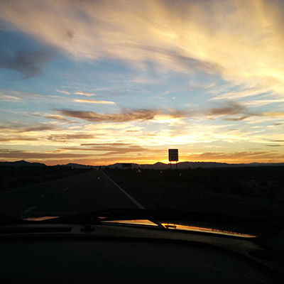 sunset road trip