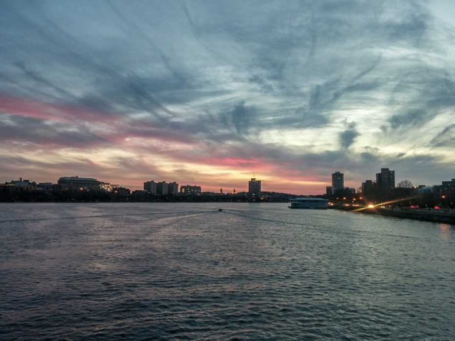 Boston sunset sur le Harvard Bridge