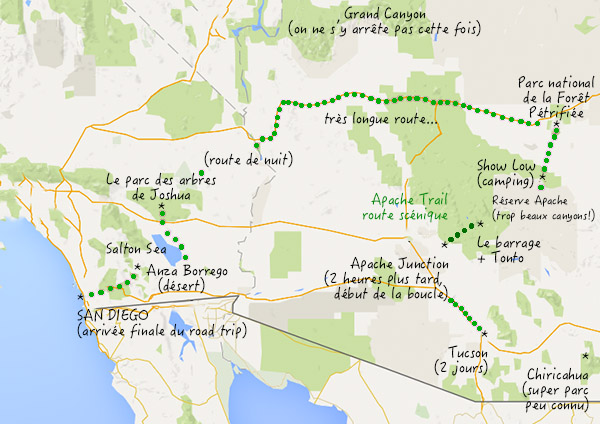 carte road trip Arizona apache trail
