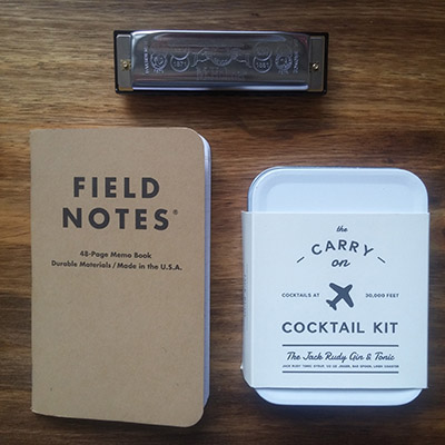 cadeaux anniv field notes cocktail trip harmonica