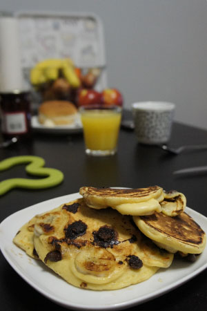 Pancakes banana and chocolate chips