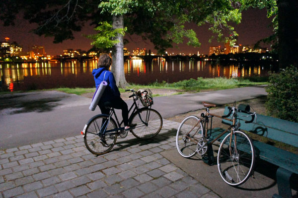 On the Charles River at night