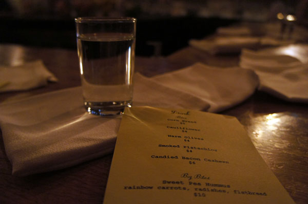 Water and menu - Drink Boston