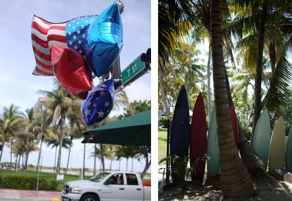 Drapeau américain et planches de surf