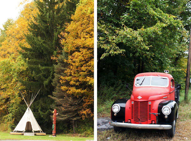 Tipi and car along the Mohawk Trail Massachusetts