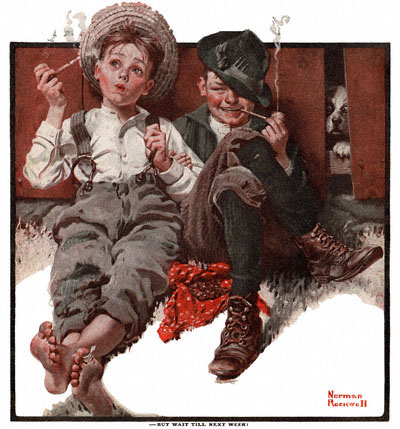 Smoking boys - Norman Rockwell