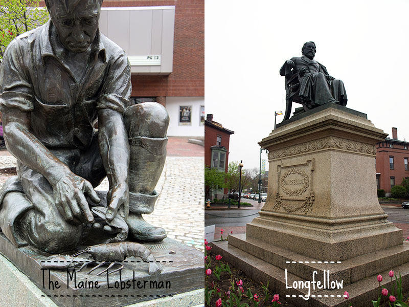 Statues, Fisherman et Longfellow, Portland Maine