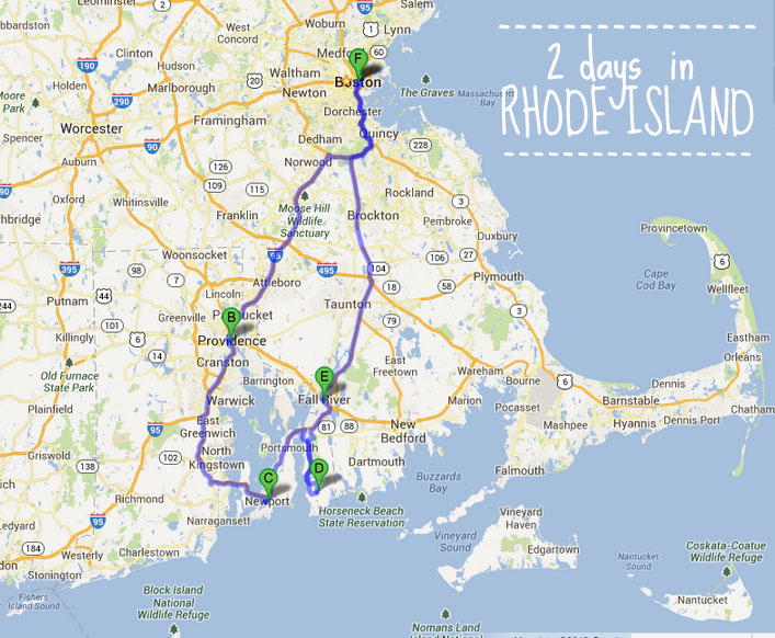 2 days in Rhode Island - map