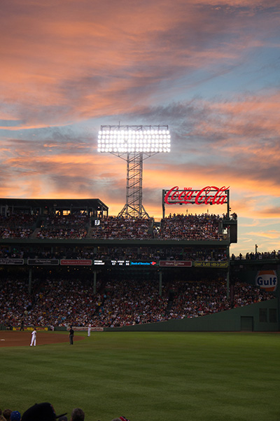 Sunset over Fenway Park Boston