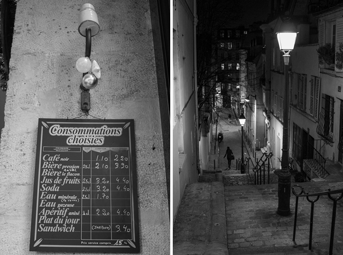 Consommations et escaliers dans Montmartre