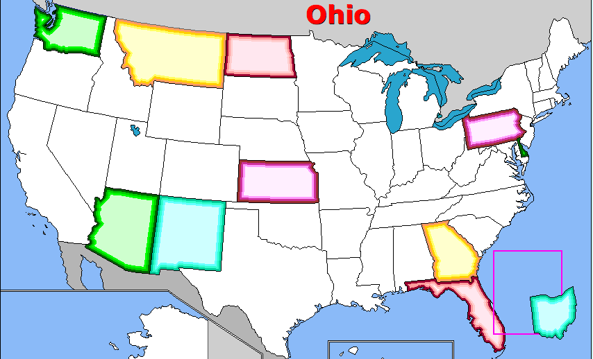 Apprendre la carte des Etats-Unis