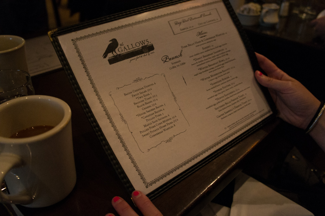 Menu The Gallows South End Boston