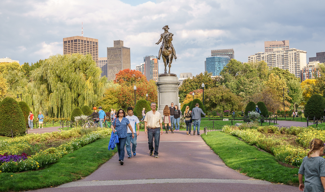 Fall Boston Public Garden Washington statue