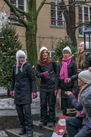 Visite de la ville de Quebec- rue du petit champlain - Chanteurs