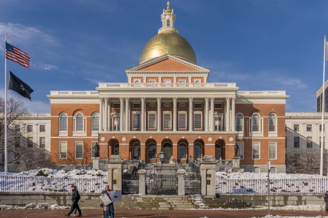 Boston hiver neige - Massachusetts State House